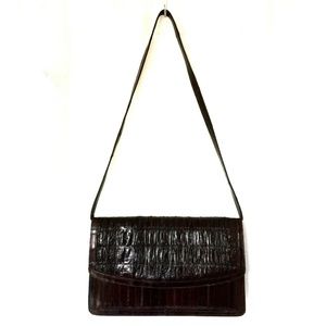 VTG Eel Skin Clutch Bag Handbag Burgundy Red Brown
